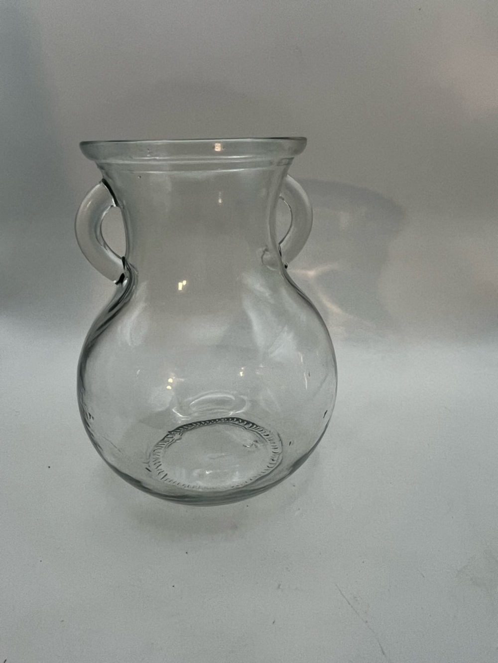 Clear Glass Double-Handled Vase - #2 Marked on Bottom